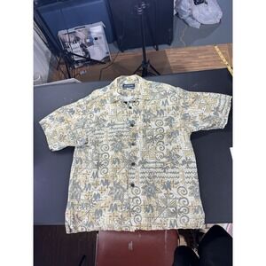 Ary Cooper Mens Large Hawaiian Shirt Pacific Island AOP Button Up